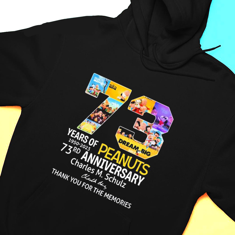 Snoopy 73 Years Of 1950 2023 Peanuts Signature Thank You For The Memories T-shirt