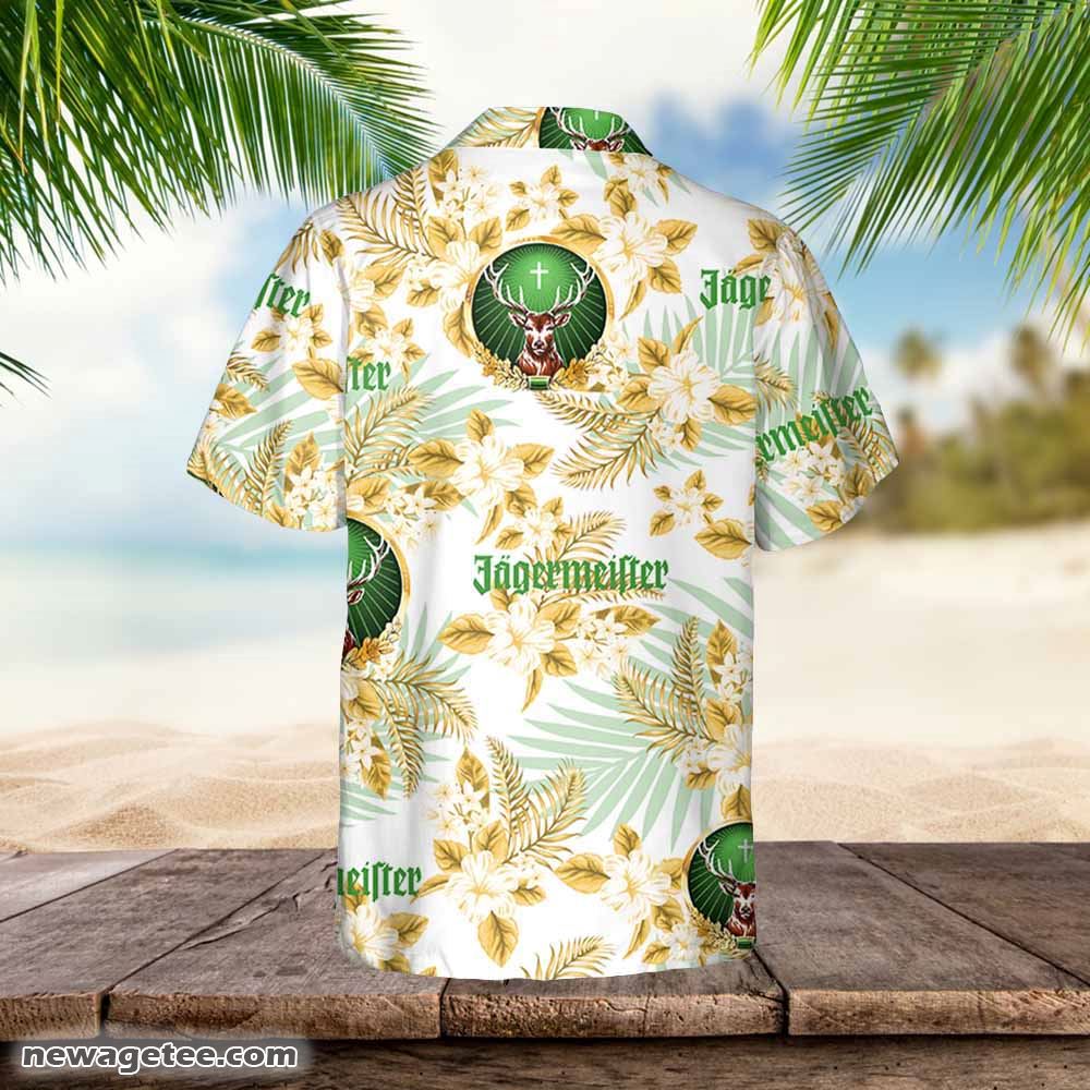 Jagermeister Hawaiian Flowers Pattern Shirt Hawaiian Beer