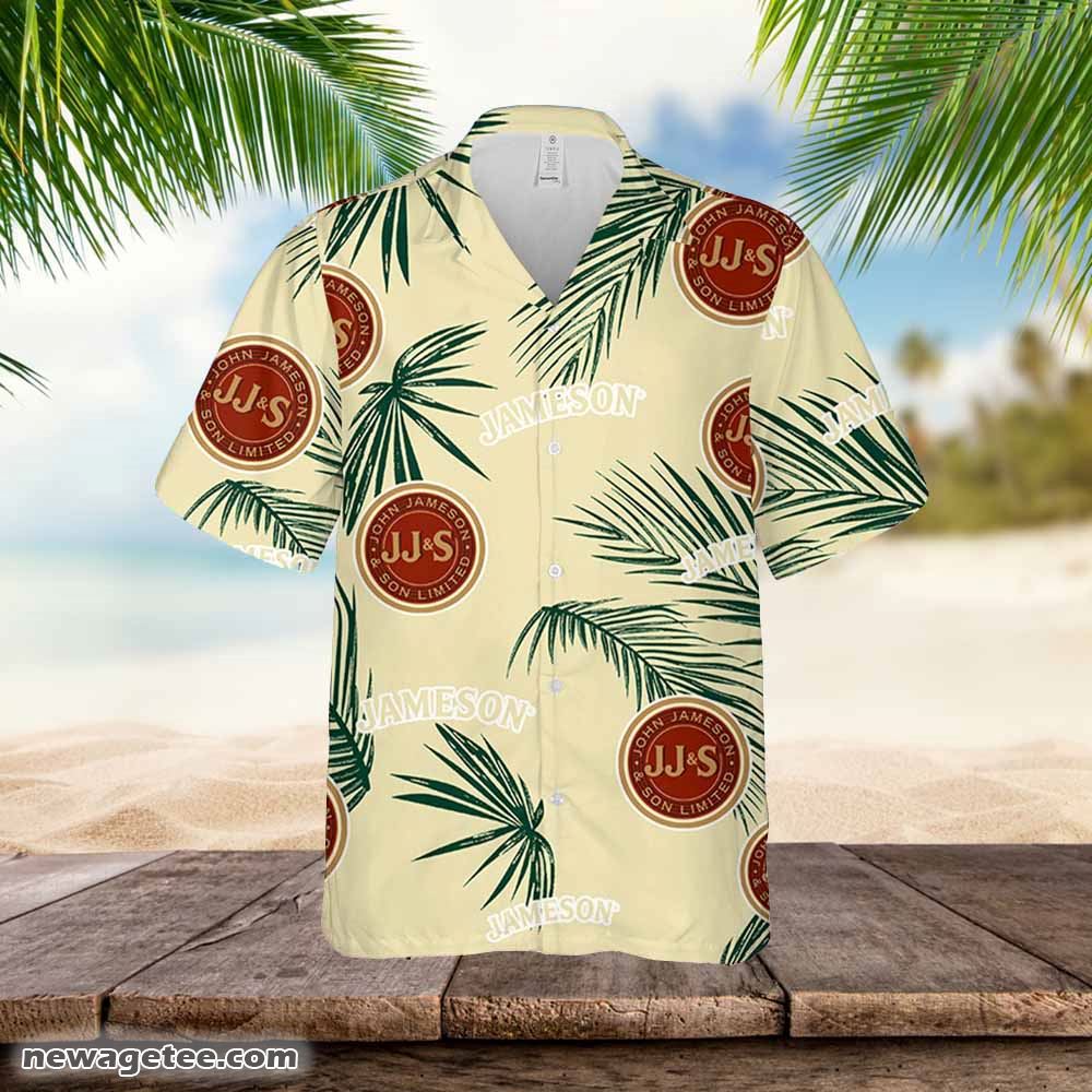 Jameson Hawaiian Button Up Shirt Palm Leaves Pattern Party Jameson Hawaiian Button Up Shirt Palm Leaves Pattern Party