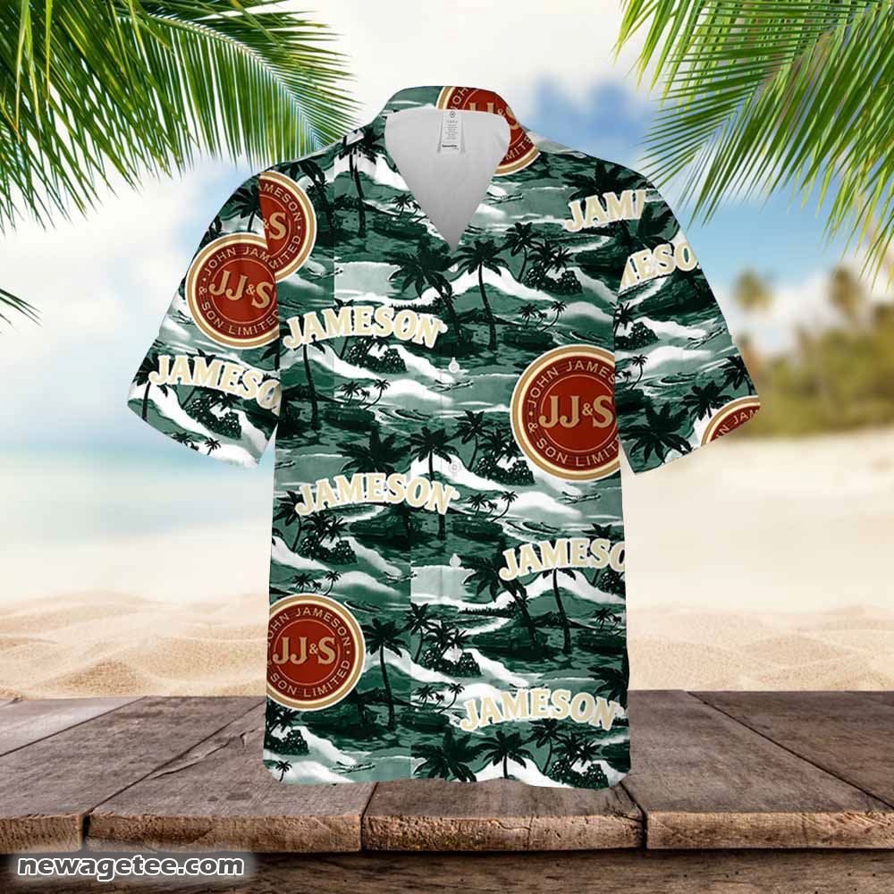 Jameson Hawaiian Button Up Shirt Sea Island Pattern Jameson Hawaiian Button Up Shirt Sea Island Pattern