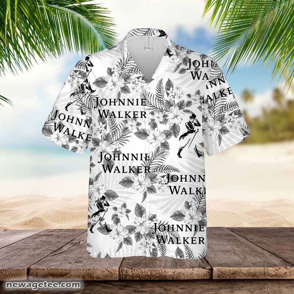 Johnnie Walker Hawaiian Flowers Pattern Shirt Hawaiian Beer