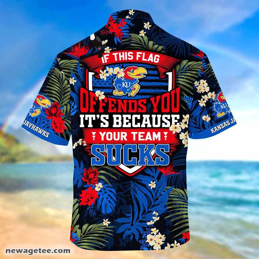 Kansas Jayhawks Summer Beach Hawaiian Shirt This Flag Offends You Kansas Jayhawks Summer Beach Hawaiian Shirt This Flag Offends You