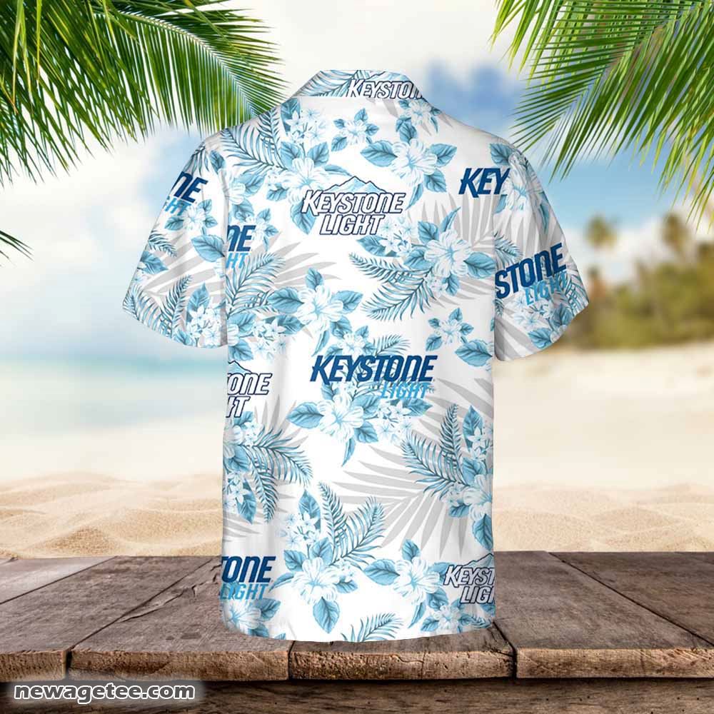 Keystone Light Hawaiian Flowers Pattern Shirt Hawaiian Beer