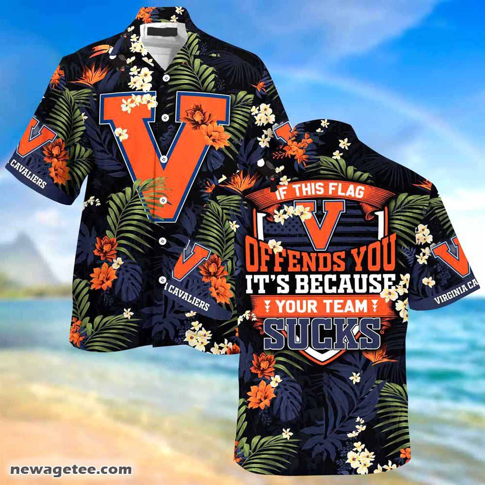 Virginia Cavaliers Summer Hawaiian Shirt And Shorts With Tropical Patterns For Fans
