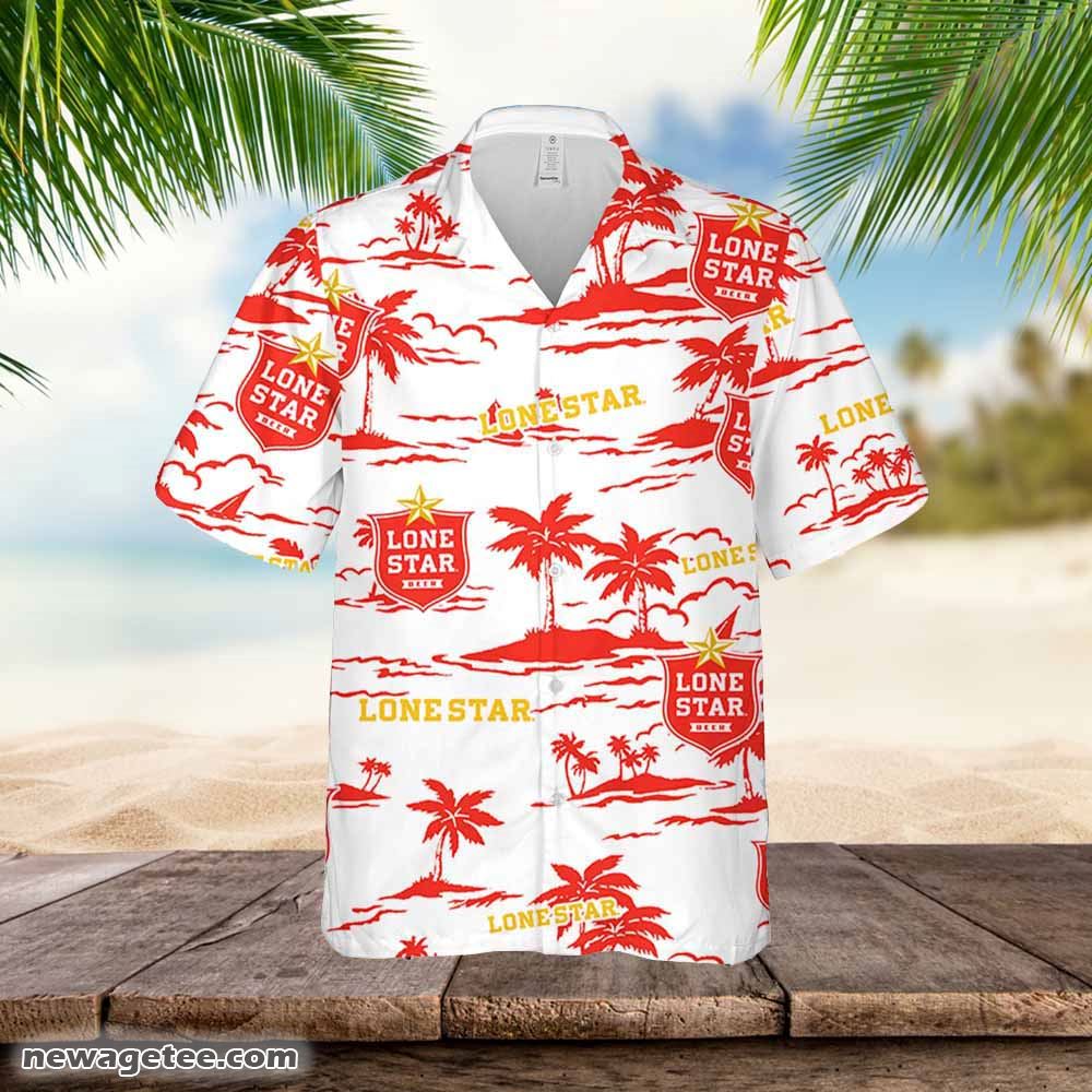 Lone Star Hawaiian Button Up Shirt Island Palm Leaves Loves