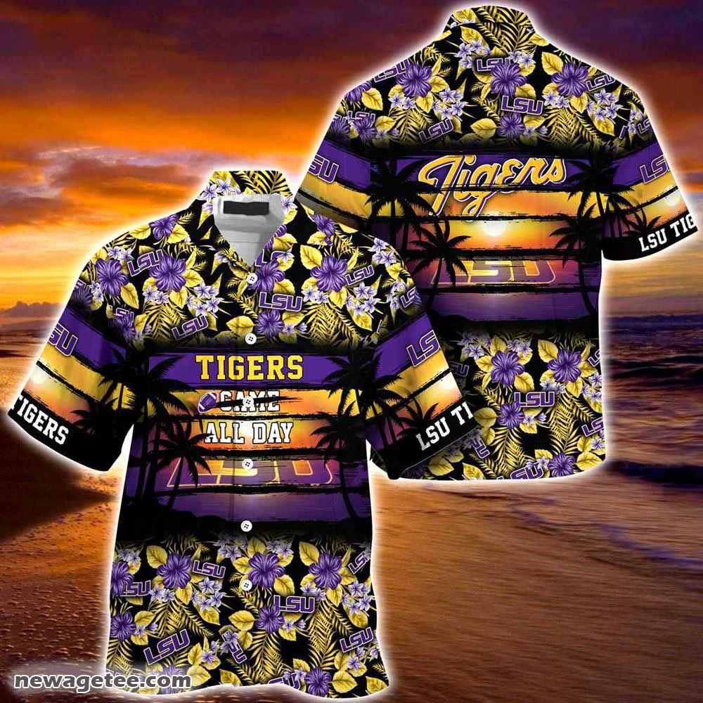Lsu Tigers Summer Beach Hawaiian Shirt Hibiscus Pattern For Sports Fan