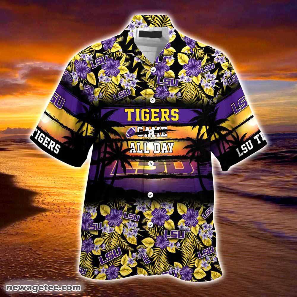 Lsu Tigers Summer Beach Hawaiian Shirt Hibiscus Pattern For Sports Fan Lsu Tigers Summer Beach Hawaiian Shirt Hibiscus Pattern For Sports Fan