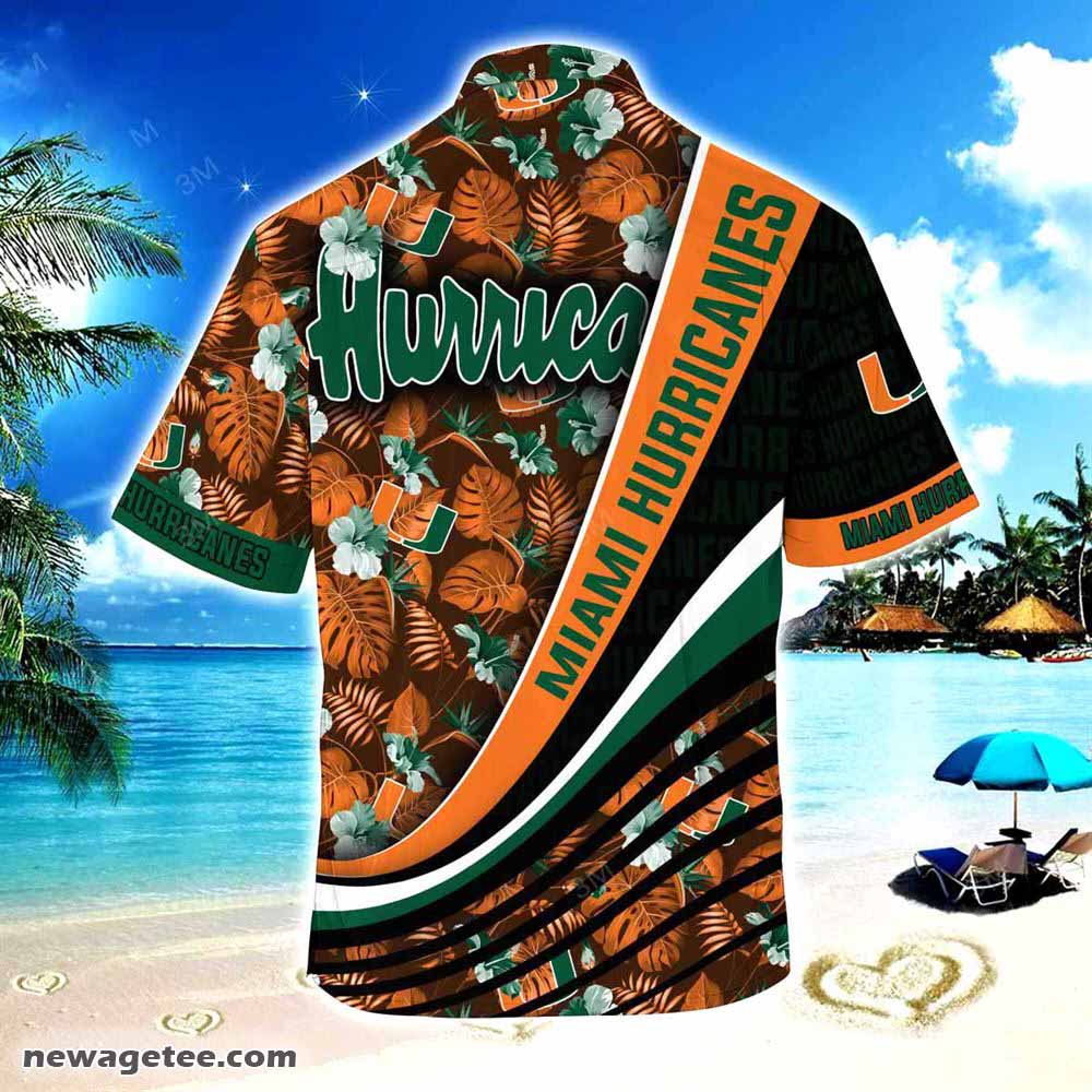 Miami Hurricanes Summer Beach Hawaiian Shirt With Tropical Flower Pattern