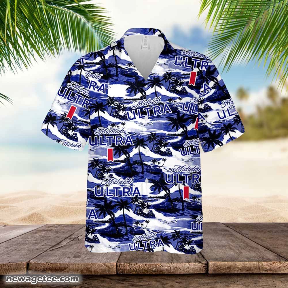 Michelob Ultra Hawaiian Sea Island Pattern Shirt Hawaii Beer