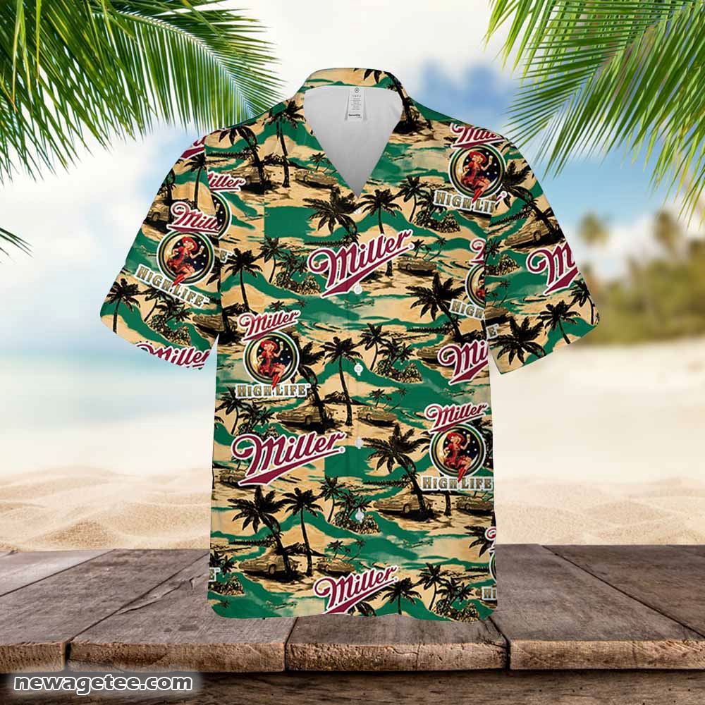 Miller High Life Hawaiian Sea Island Pattern Shirt Hawaii