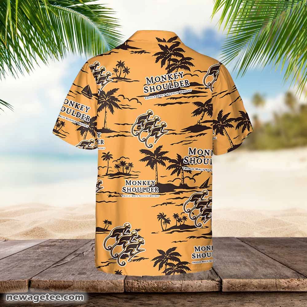 Monkey Shoulder Whiskey Hawaiian Beach Pattern Shirt Hawaii