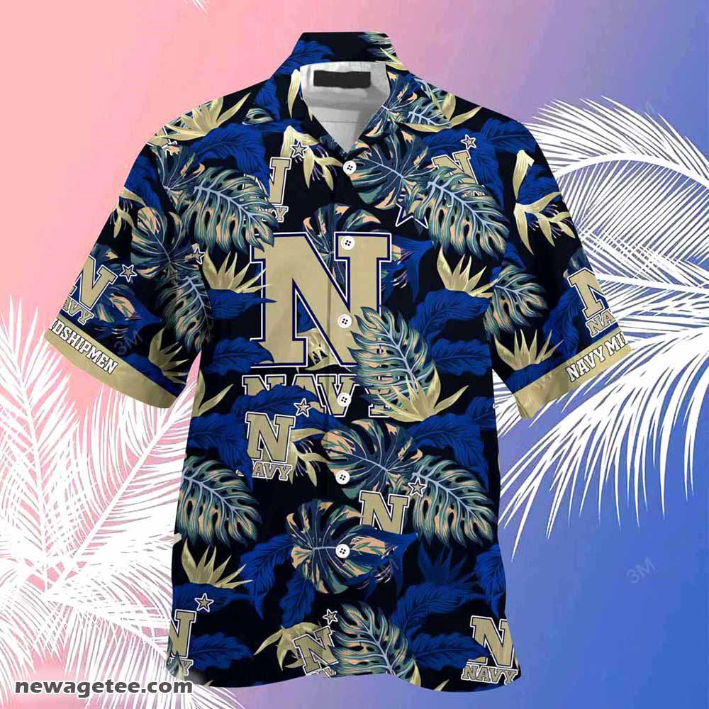 Navy Midshipmen Summer Beach Hawaiian Shirt Stress Blessed Obsessed