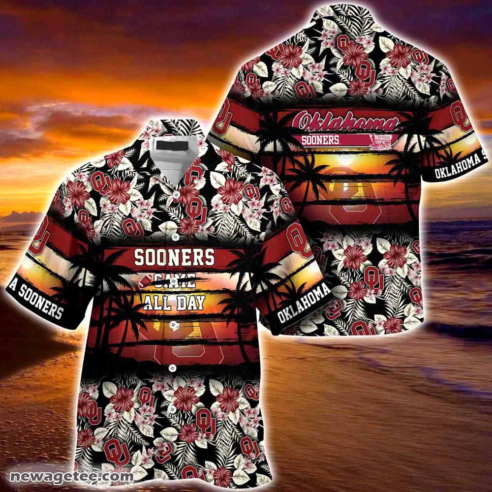 Oklahoma Sooners Summer Beach Hawaiian Shirt Hibiscus Pattern For Sports Fan
