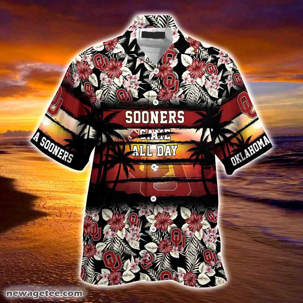Oklahoma Sooners Summer Beach Hawaiian Shirt Hibiscus Pattern For Sports Fan Oklahoma Sooners Summer Beach Hawaiian Shirt Hibiscus Pattern For Sports Fan