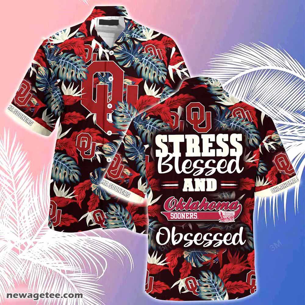 Oklahoma Sooners Summer Beach Hawaiian Shirt Stress Blessed Obsessed