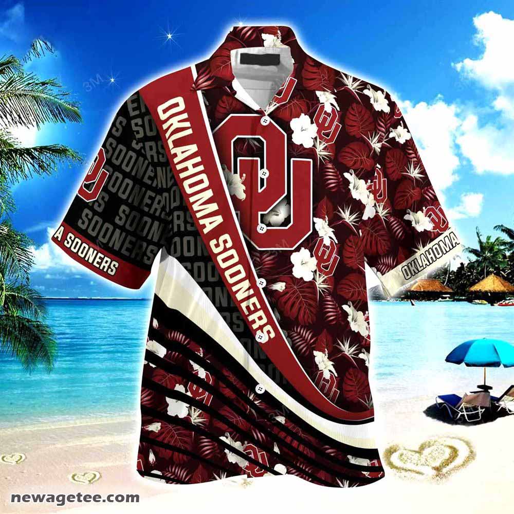 Oklahoma Sooners Summer Beach Hawaiian Shirt With Tropical Flower Pattern Oklahoma Sooners Summer Beach Hawaiian Shirt With Tropical Flower Pattern