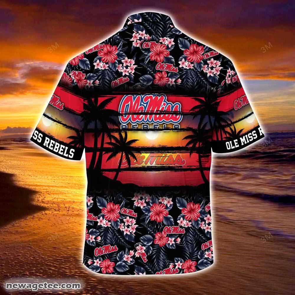 Ole Miss Rebels Summer Beach Hawaiian Shirt Hibiscus Pattern For Sports Fan