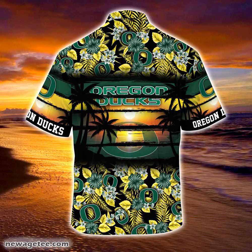 Oregon Ducks Summer Beach Hawaiian Shirt Hibiscus Pattern For Sports Fan