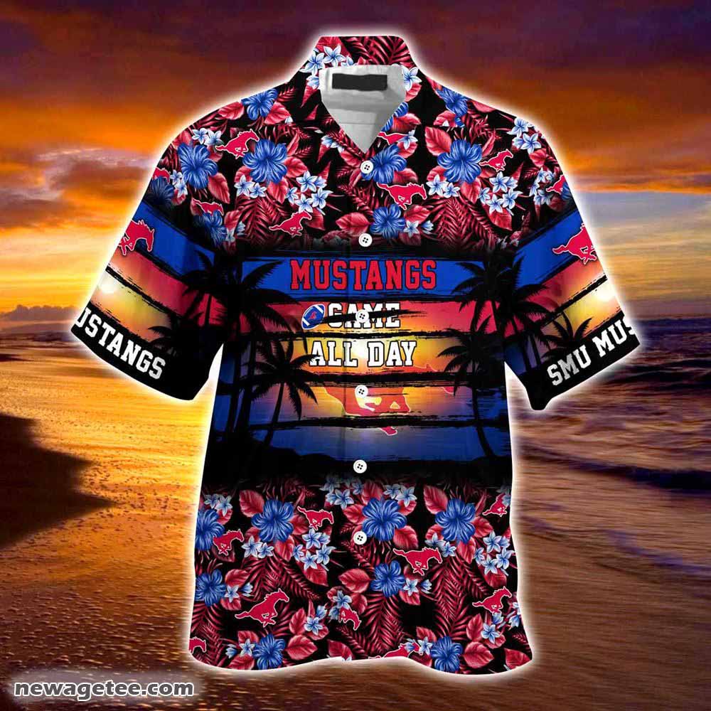 Smu Mustangs Summer Beach Hawaiian Shirt Hibiscus Pattern For Sports Fan Smu Mustangs Summer Beach Hawaiian Shirt Hibiscus Pattern For Sports Fan