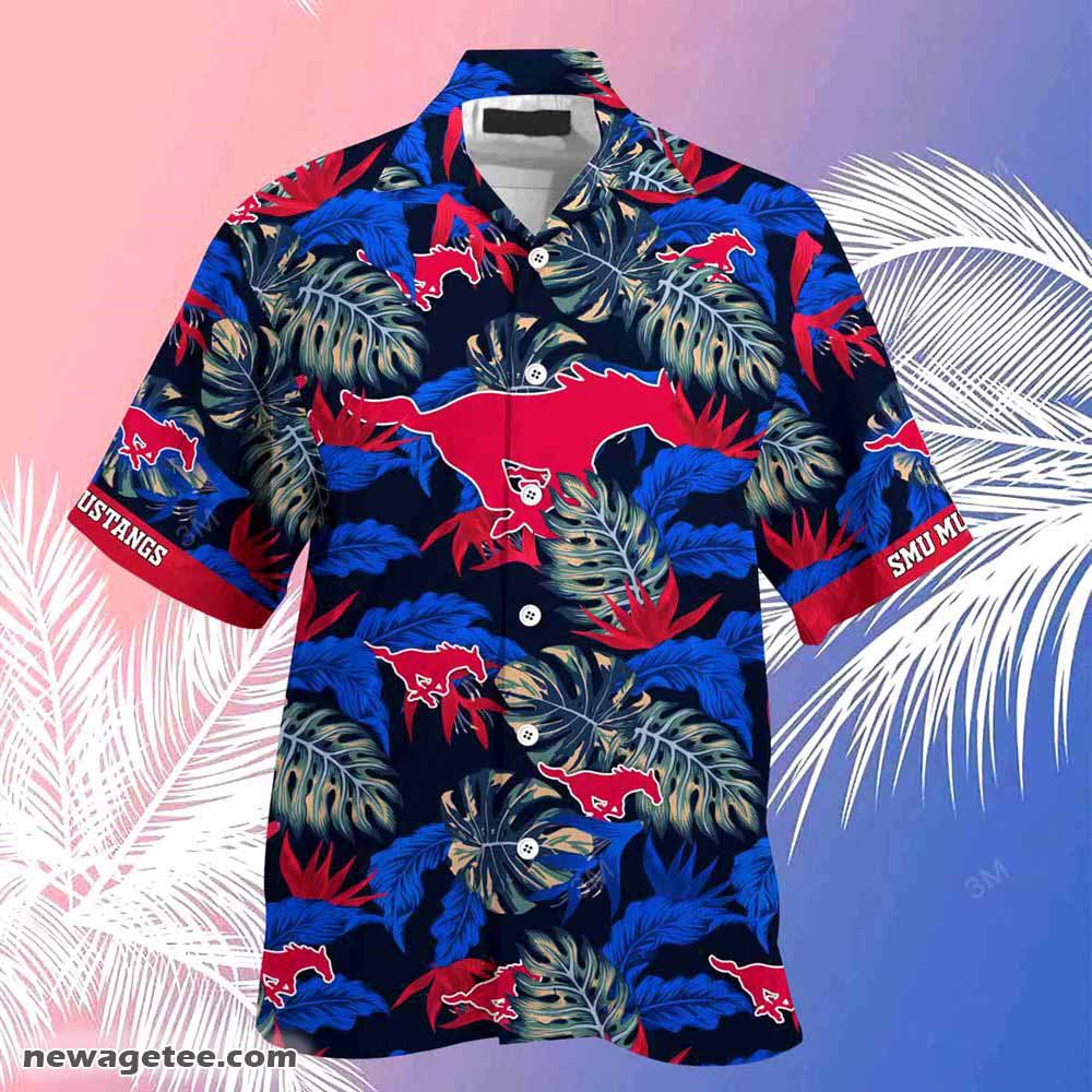 Smu Mustangs Summer Beach Hawaiian Shirt Stress Blessed Obsessed