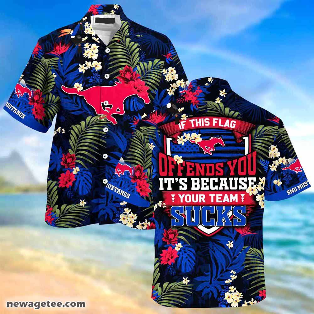Smu Mustangs Summer Beach Hawaiian Shirt This Flag Offends You Smu Mustangs Summer Beach Hawaiian Shirt This Flag Offends You