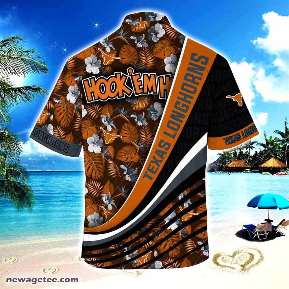 Texas Longhorns Summer Beach Hawaiian Shirt With Tropical Flower Pattern