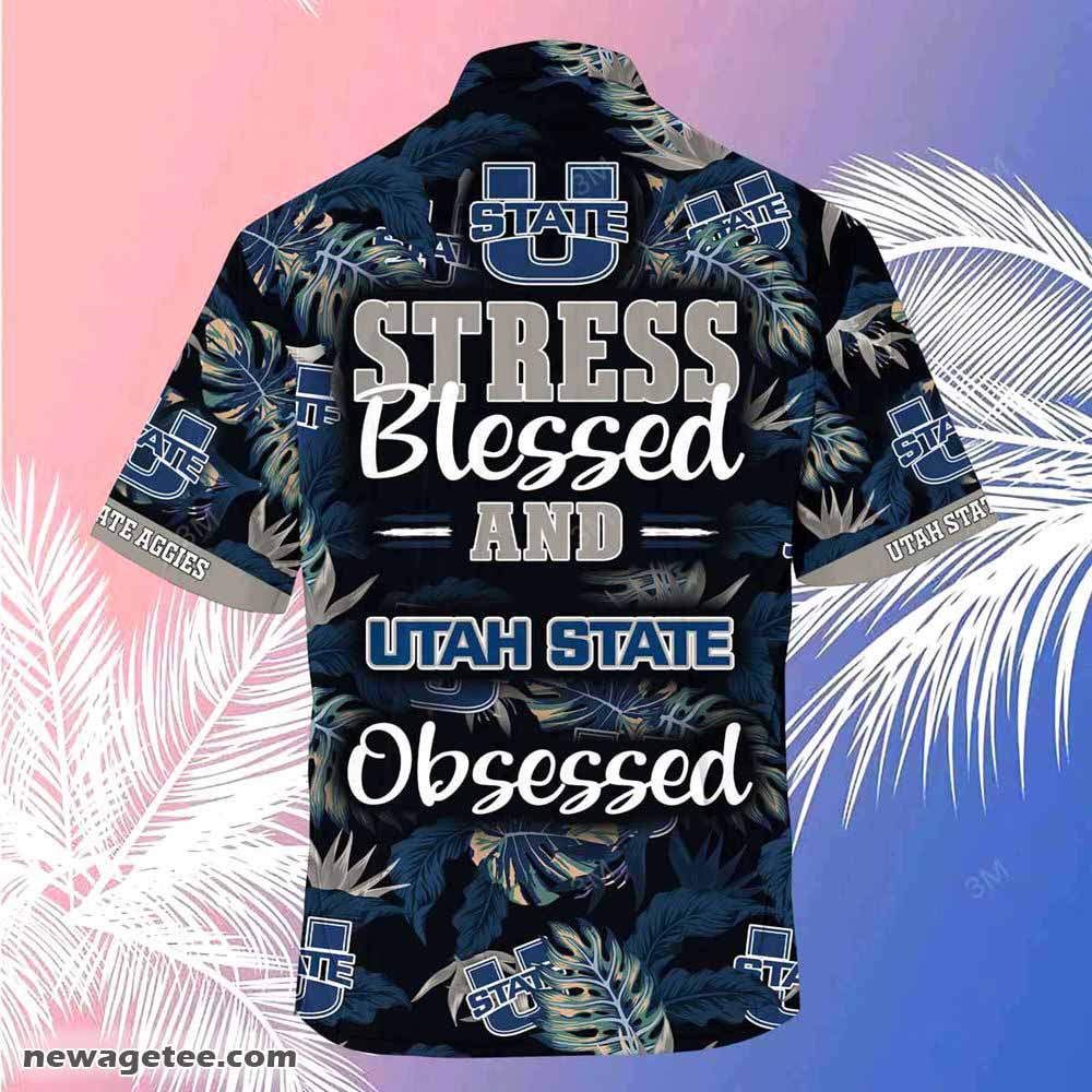 Utah State Aggies Summer Beach Hawaiian Shirt Stress Blessed Obsessed Utah State Aggies Summer Beach Hawaiian Shirt Stress Blessed Obsessed