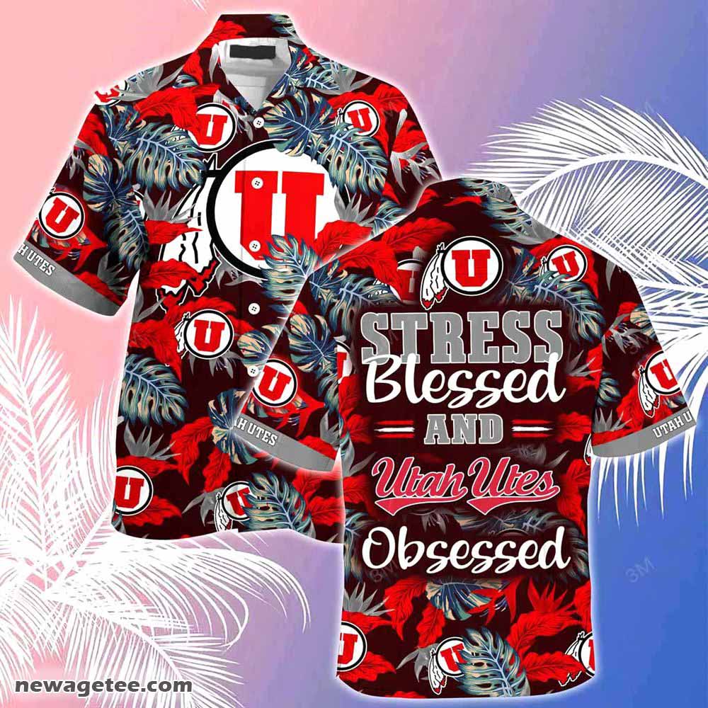Utah Utes Summer Beach Hawaiian Shirt Stress Blessed Obsessed