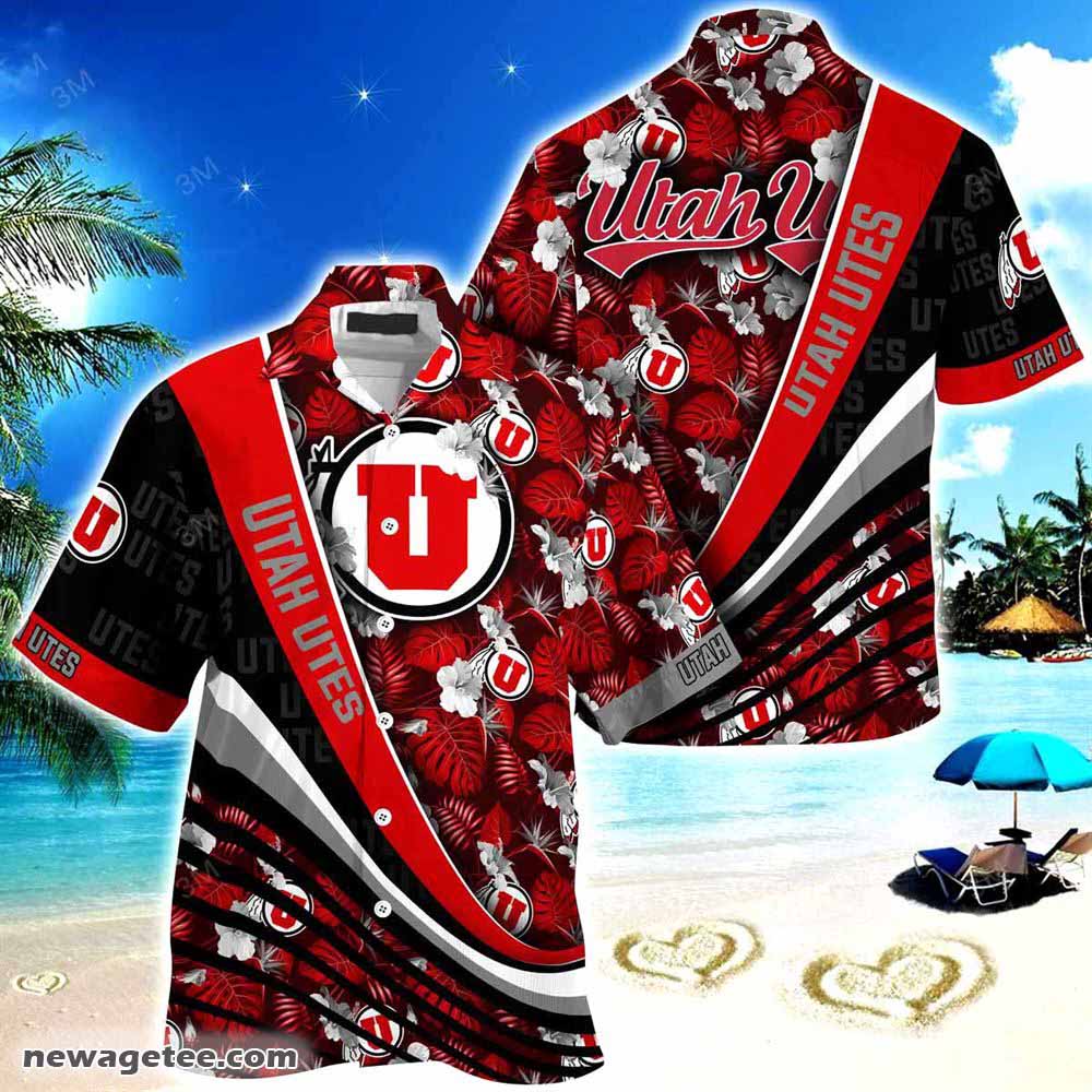 Utah Utes Summer Beach Hawaiian Shirt With Tropical Flower Pattern