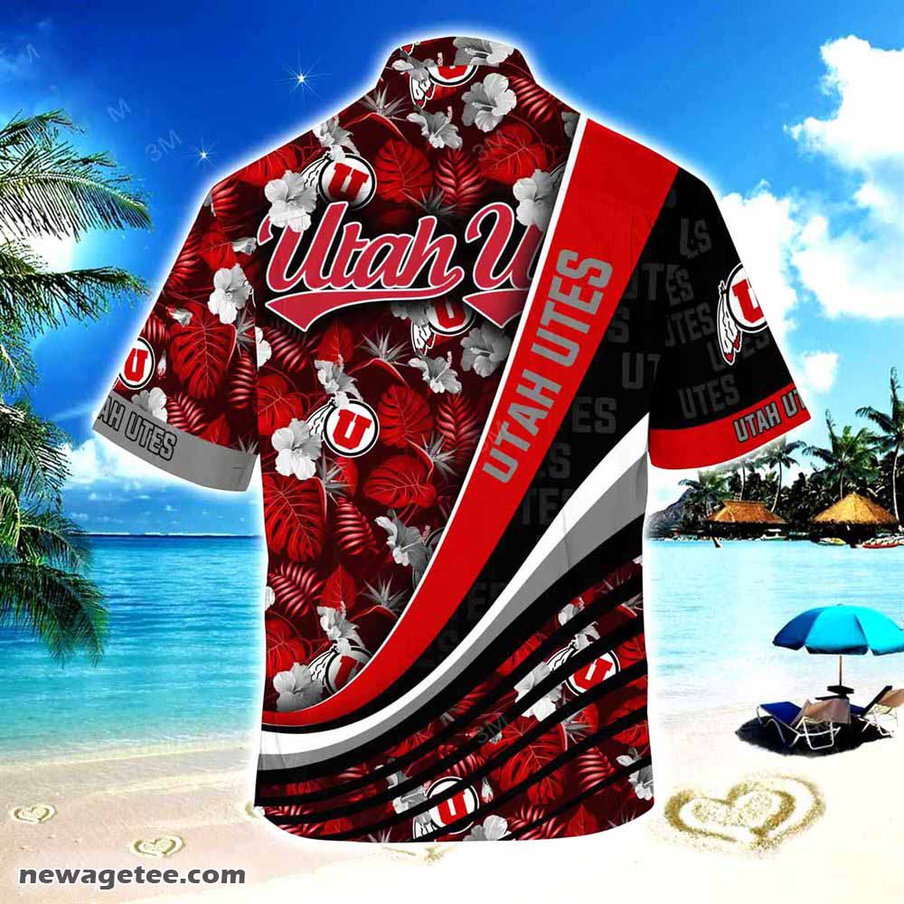 Utah Utes Summer Beach Hawaiian Shirt With Tropical Flower Pattern