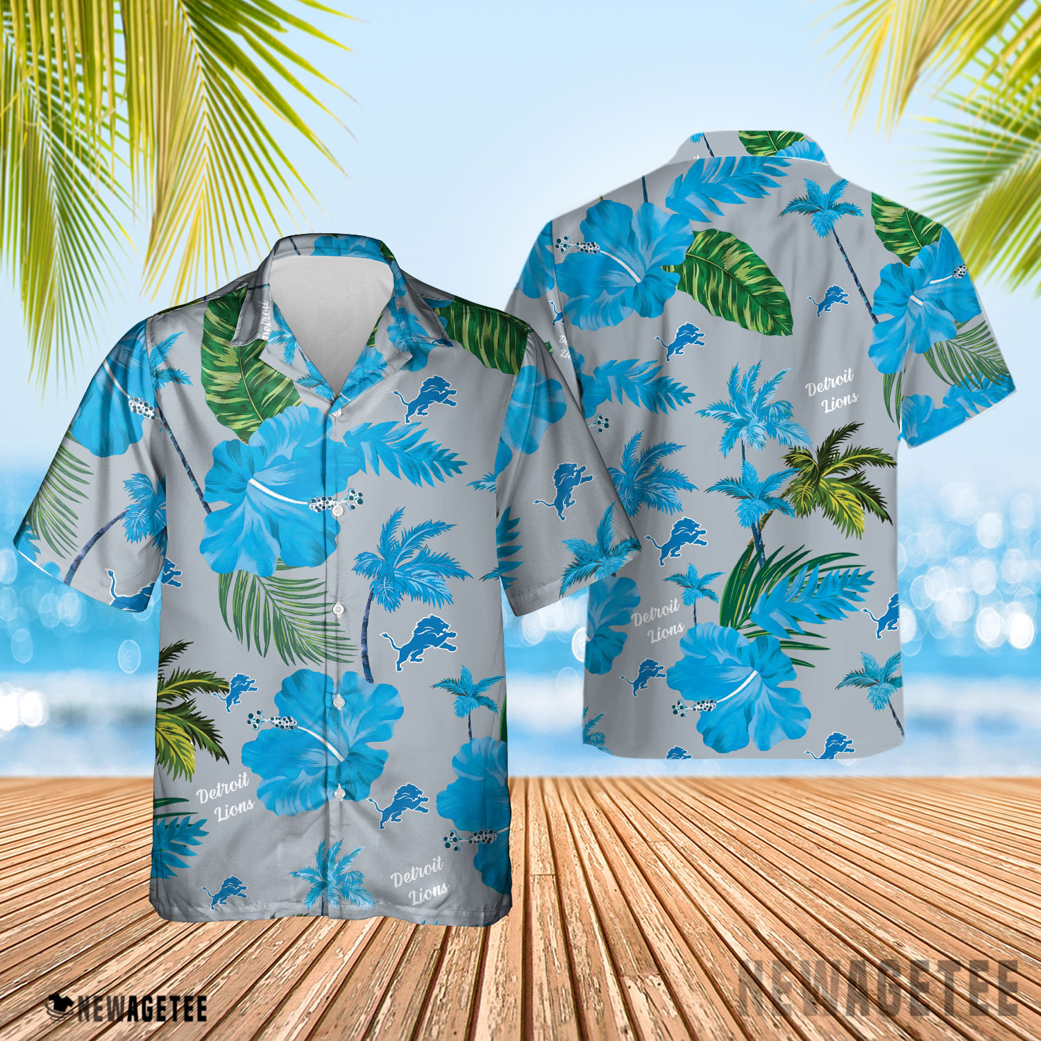 Detroit Lions Nfl Color Hibiscus Button Up Hawaiian Shirt Detroit Lions Nfl Color Hibiscus Button Up Hawaiian Shirt