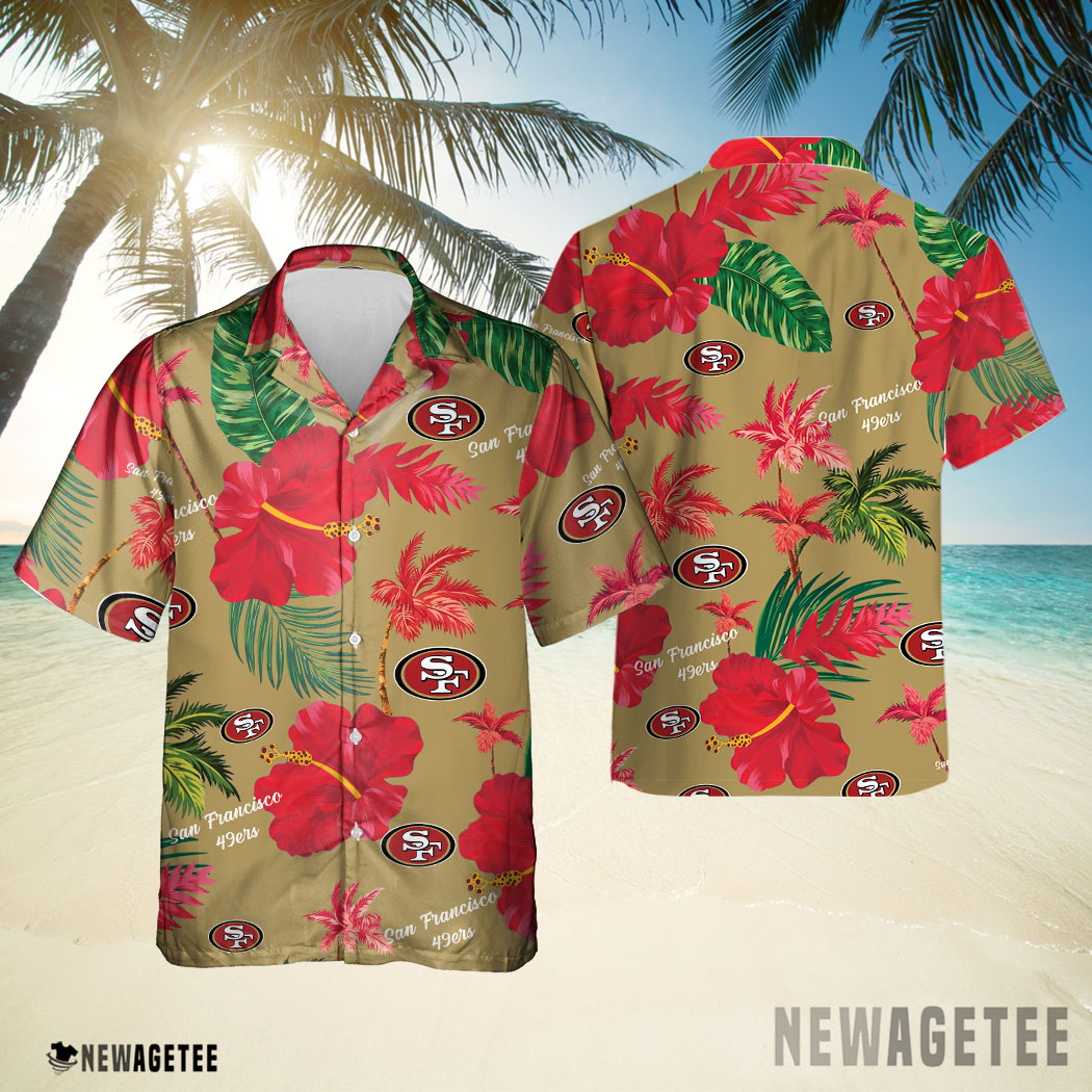 San Francisco 49ers Nfl Color Hibiscus Button Up Hawaiian Shirt San Francisco 49ers Nfl Color Hibiscus Button Up Hawaiian Shirt
