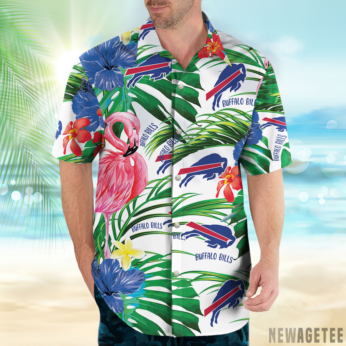 Buffalo Bills Nfl Flamingo Button Up Hawaiian Shirt