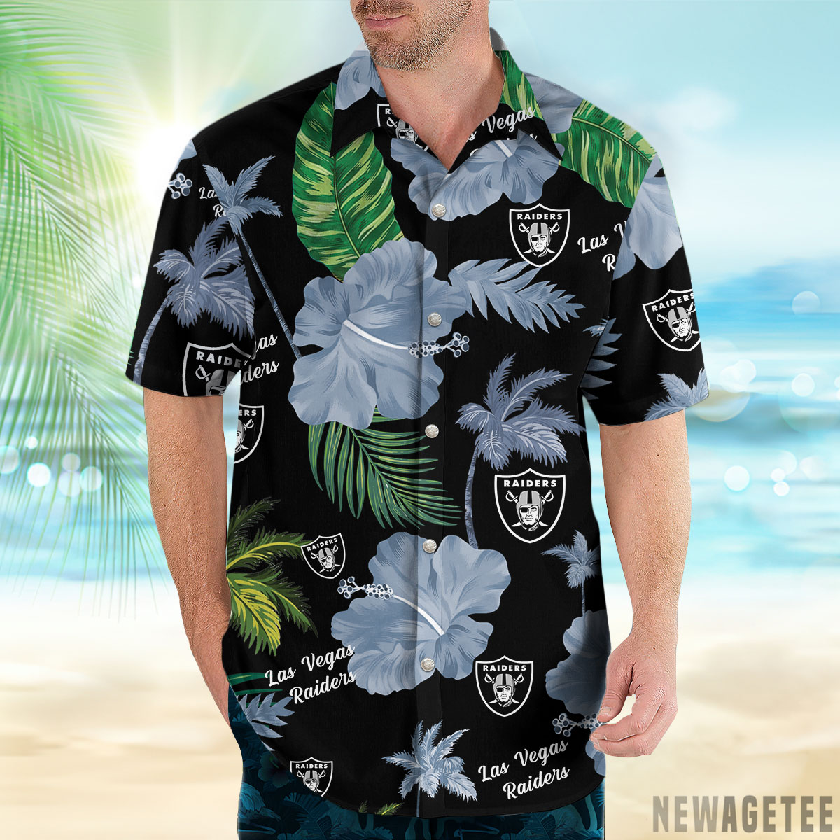 Las Vegas Raiders Nfl Color Hibiscus Button Up Hawaiian Shirt
