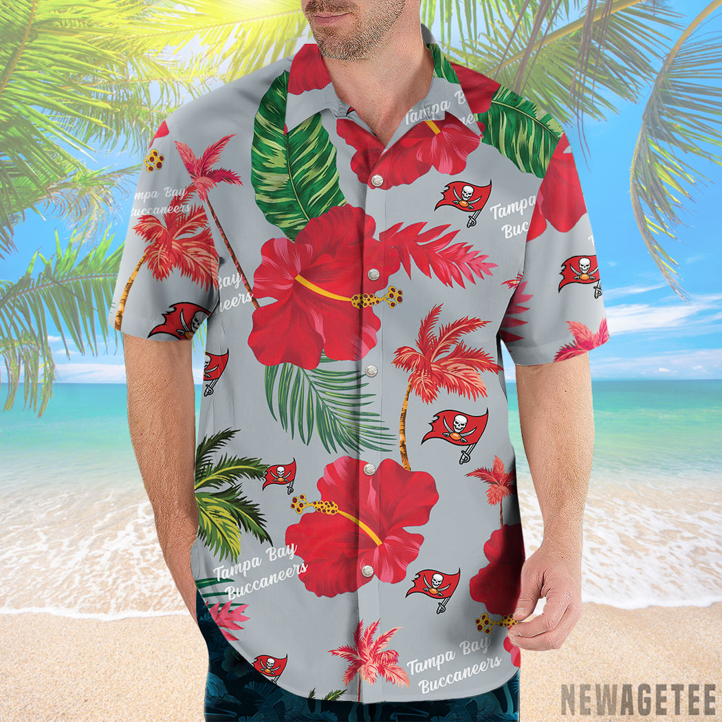 Tampa Bay Buccaneers Nfl Color Hibiscus Button Up Hawaiian Shirt
