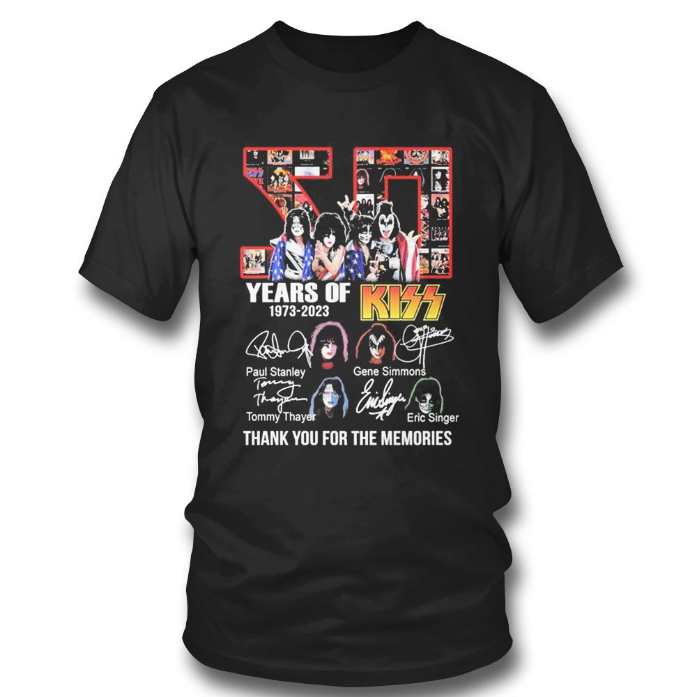 50 Years Of Kiss Rock Band 1973 2023 Thank You For The Memories Signatures T-shirt