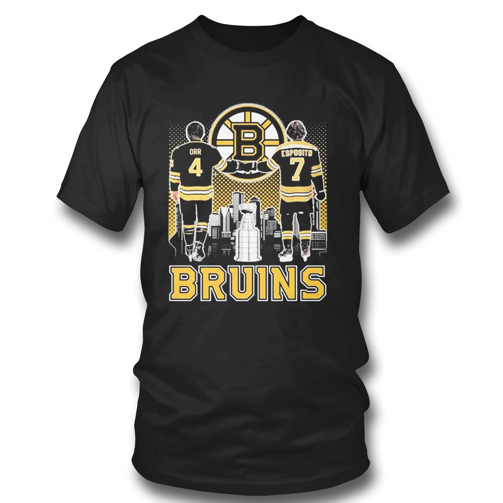 Bobby Orr And Phil Esposito Boston Bruins Skyline Signatures T-shirt