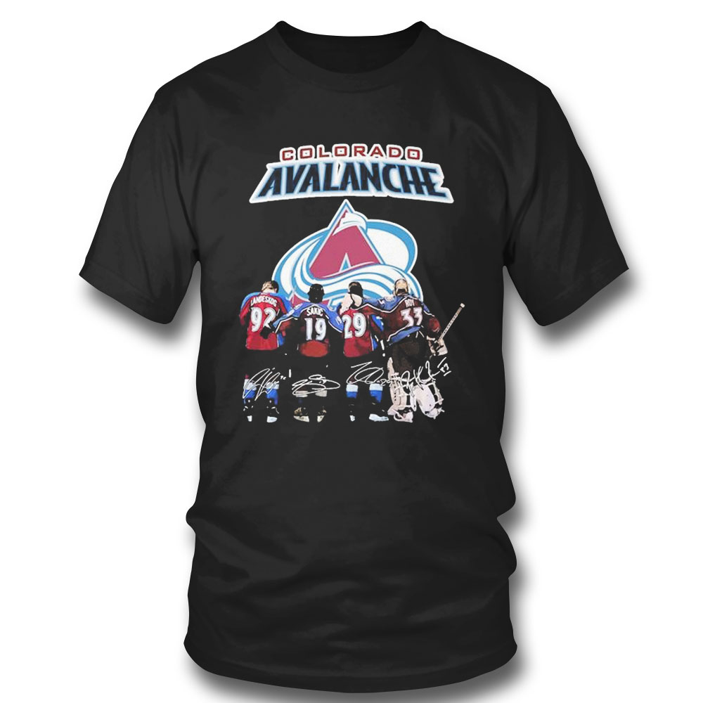 Colorado Avalanche Gabriel Landeskog Joe Sakic Nathan Mackinnon Patrick Roy Signatures T-shirt