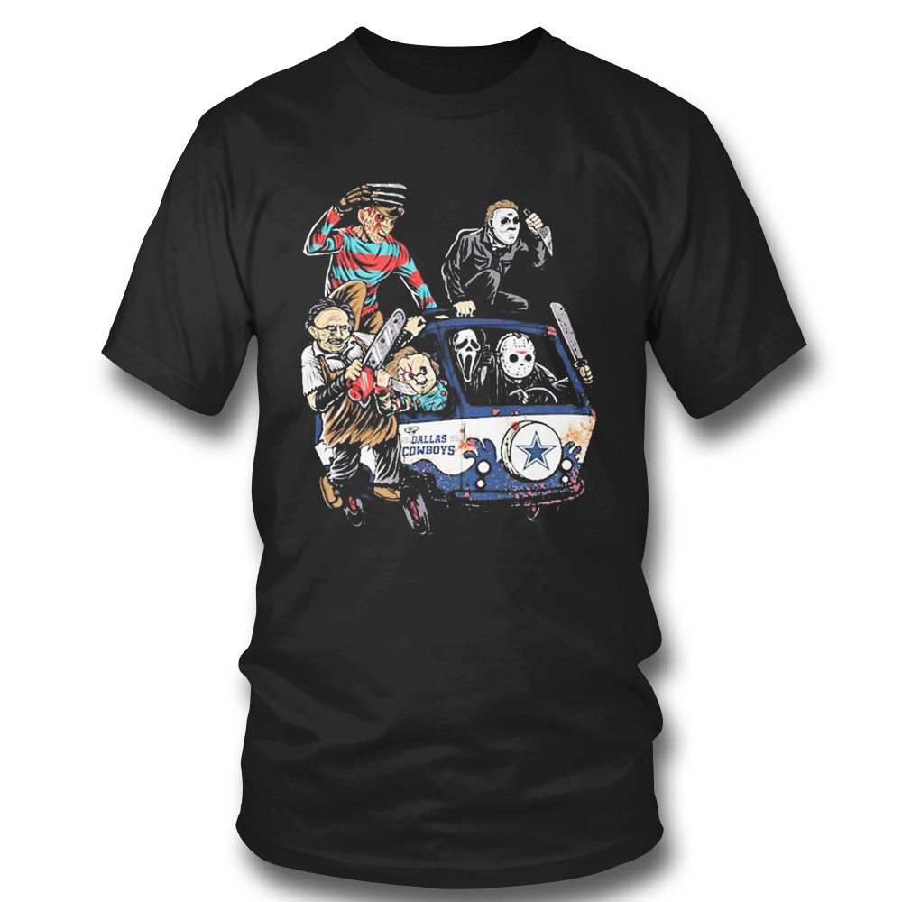 Halloween Horror Characters Driving Car Dallas Cowboys T-shirt