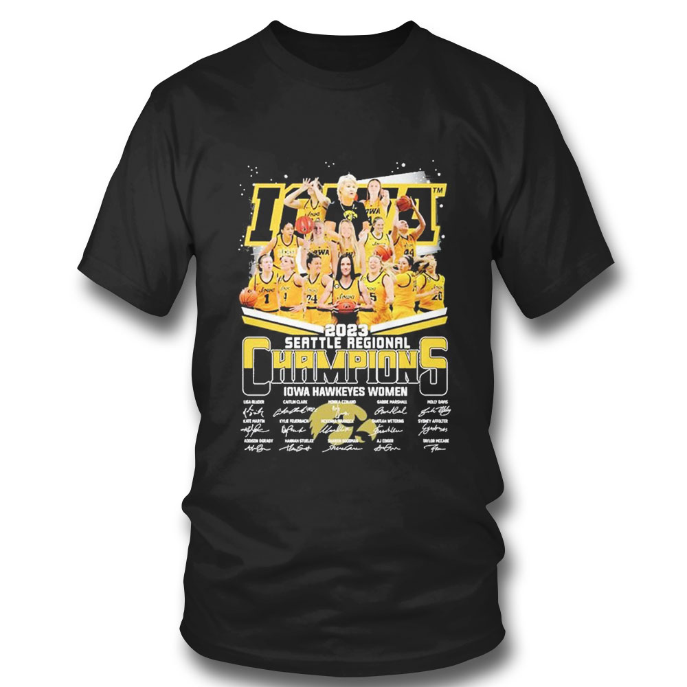 Iowa Womens Basketball 2023 Seattle Regional Champions Signature T-shirt