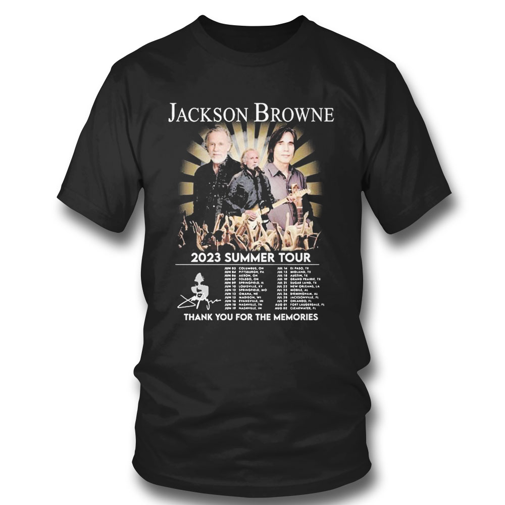 Jackson Browne 2023 Summer Tour Thank You For The Memories Signatures T-shirt