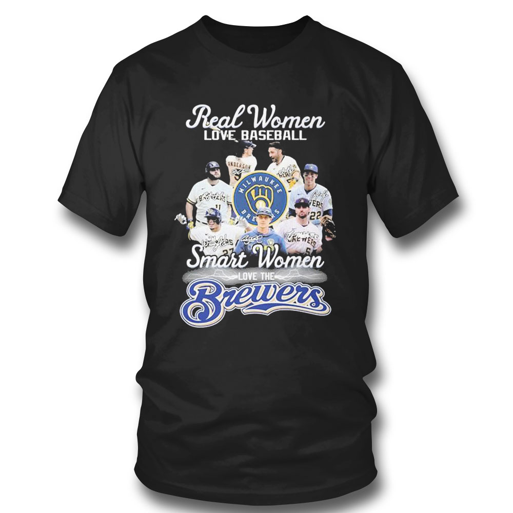 Milwaukee Brewers Real Women Love Baseball Smart Women Love 2023 Signatures T-shirt