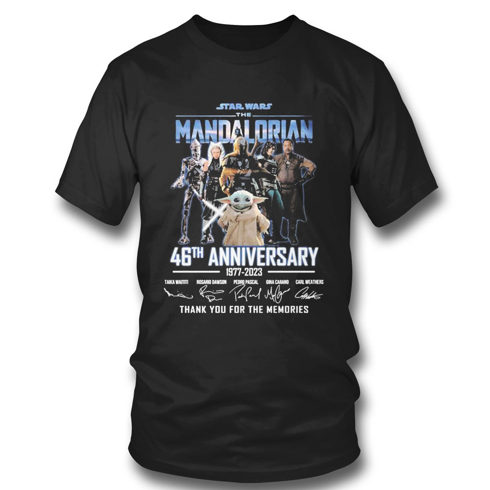 Star Wars The Mandalorian 46th Anniversary 1977 2023 Thank You For The Memories Signatures T-shirt