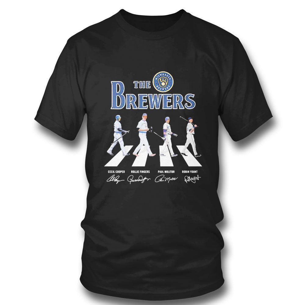 The Brewers Cecil Cooper Rollie Fingers Paul Molitor Robin Yount Signature T-shirt
