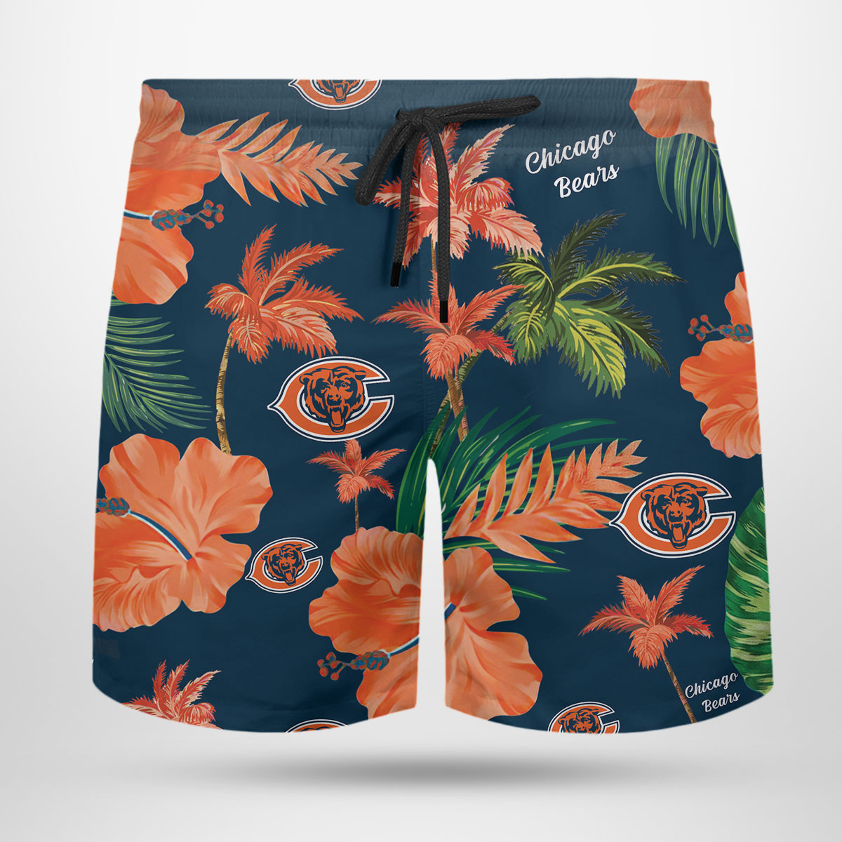 Chicago Bears Nfl Color Hibiscus Button Up Hawaiian Shirt