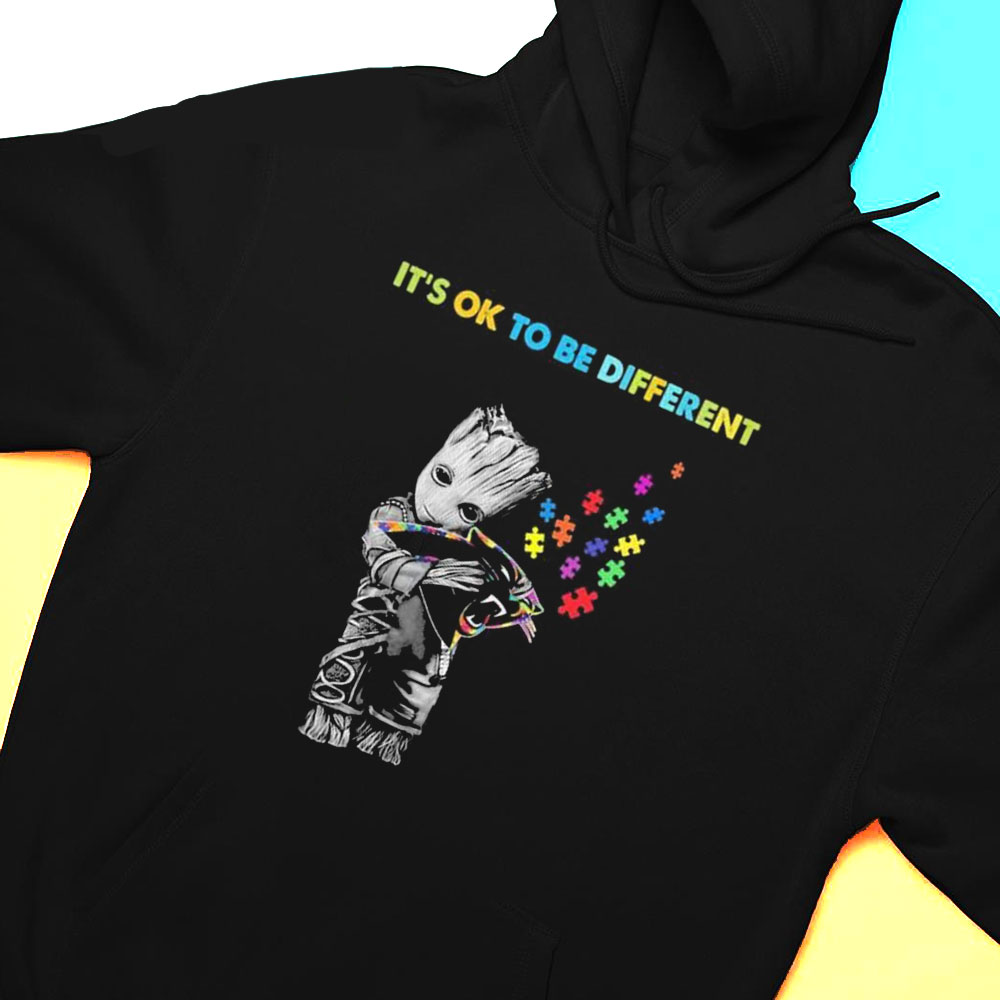 Carolina Panthers Groot Hug Autism Its Ok To Be Different Shirt