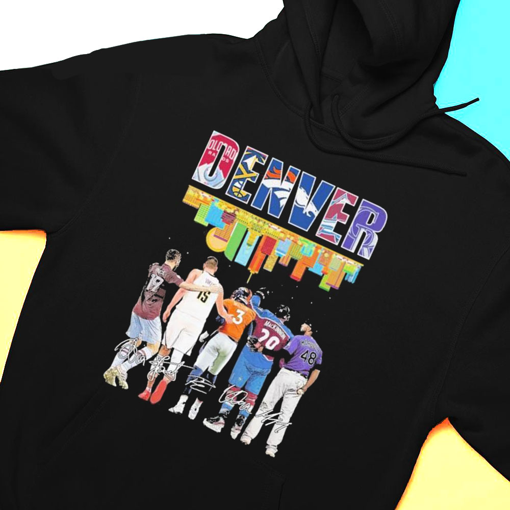Denver Retro Skyline Sports Team Players Signatures Shirt