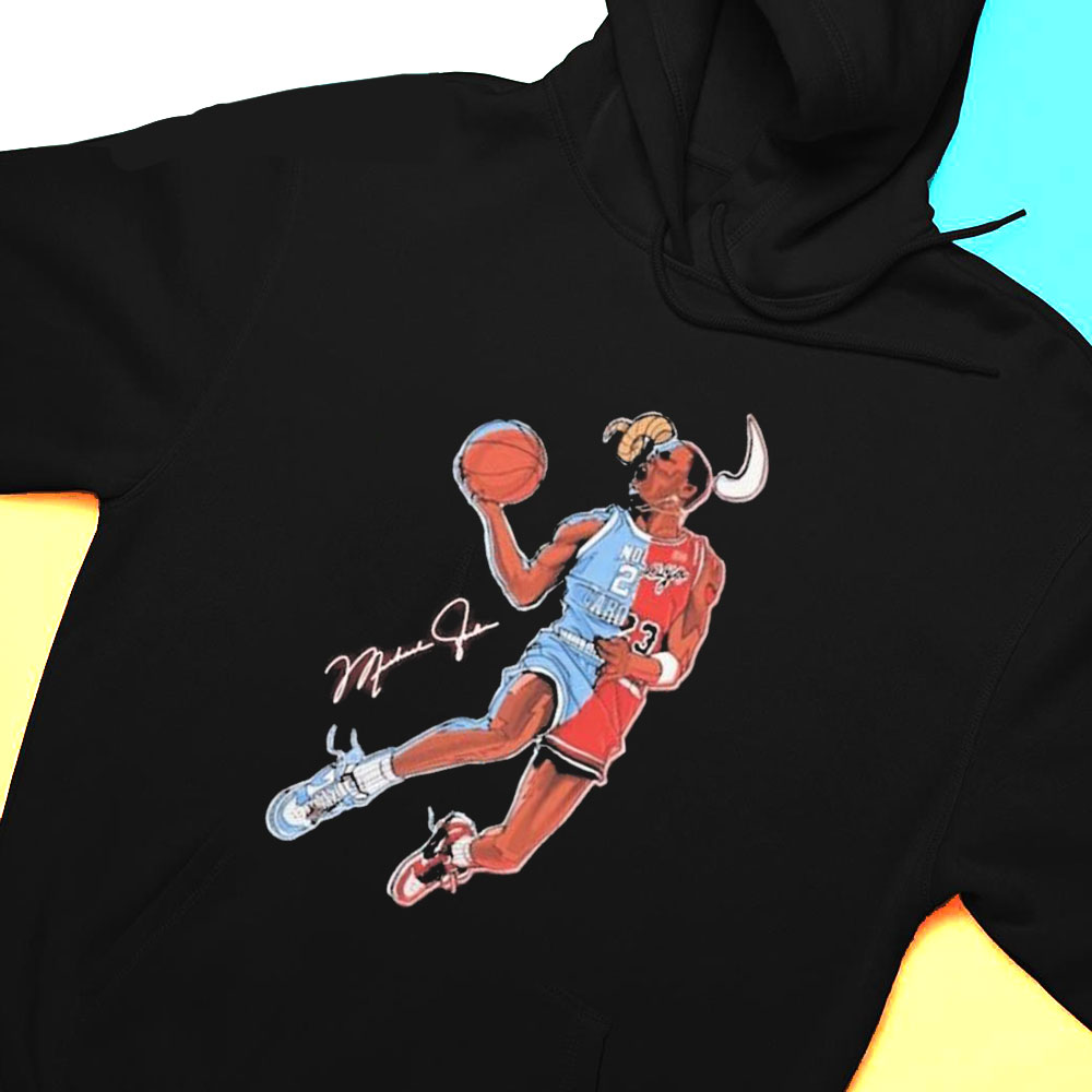 Michael Jordan North Carolina Tar Heels And Chicago Bulls Dunk Signature T-shirt
