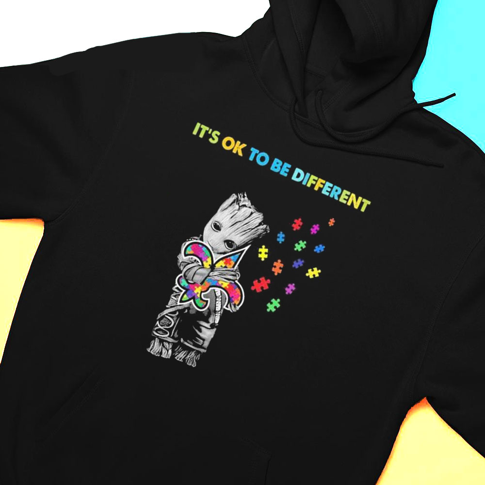 New Orleans Saints Groot Hug Autism Its Ok To Be Different Shirt New Orleans Saints Groot Hug Autism Its Ok To Be Different Shirt