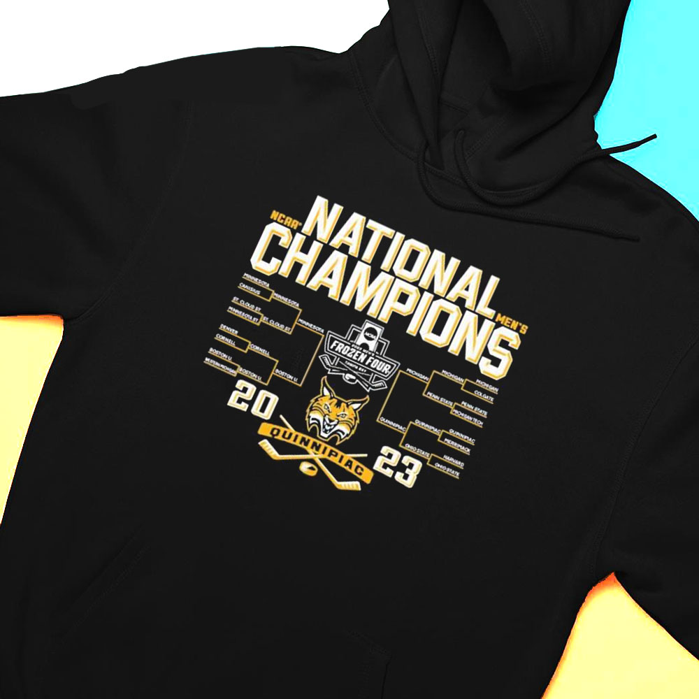 Quinnipiac Bobcats Hockey 2023 National Champions Bracket T-shirt Quinnipiac Bobcats Hockey 2023 National Champions Bracket T-shirt